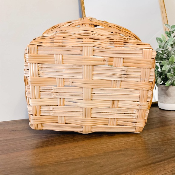 Vintage Boho Wicker Rattan Picnic Basket - Picture 7 of 9